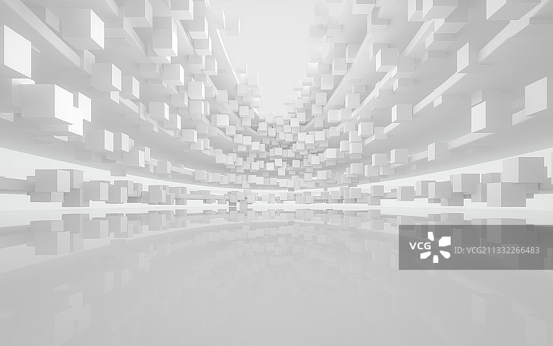 白色的抽象建筑 3D渲染图片素材
