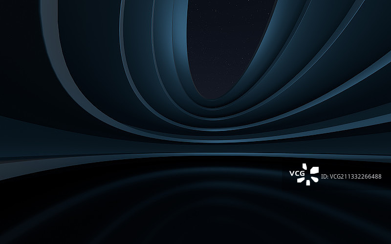 室内黑色的抽象建筑 3D渲染图片素材