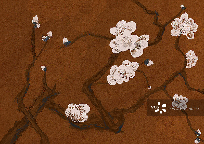复古中国风梅花树枝图片素材