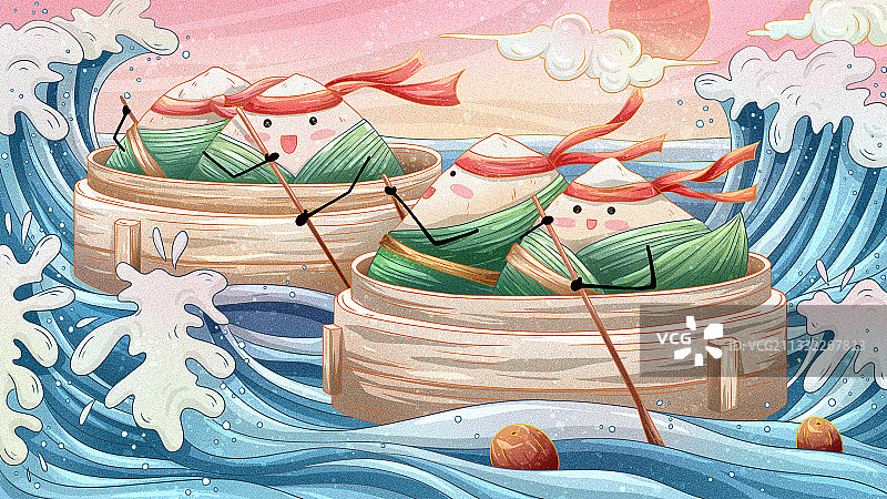 可爱的端午节插画图片素材