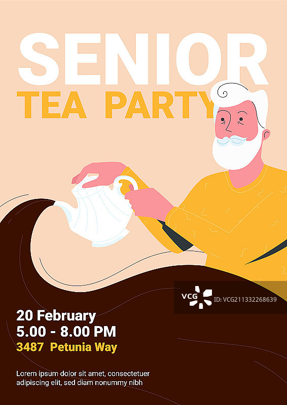 快乐的老年男人等待朋友参加茶话会图片素材