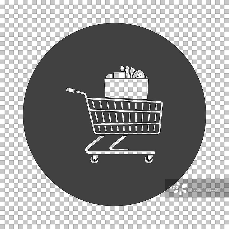 带食品袋图标的购物车图片素材
