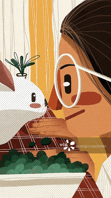 女孩儿与兔图片素材