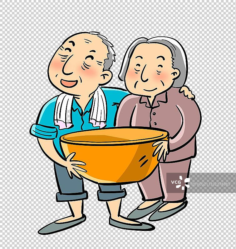 捧着金饭碗的老人图片素材