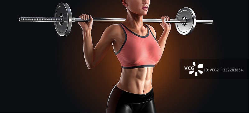 女性举杠铃写实健身插图素材图片素材