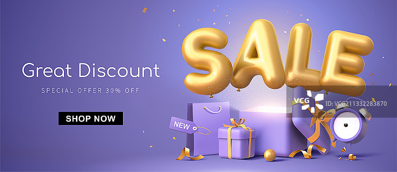 3D紫色折扣销售创意设计横幅图片素材