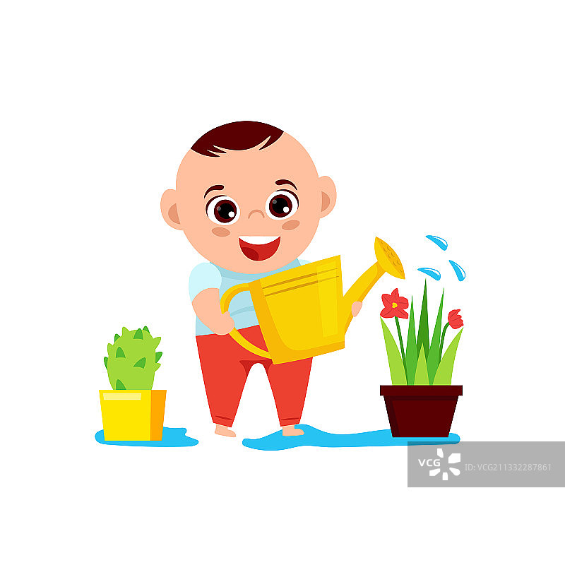 男孩和花朵图片素材
