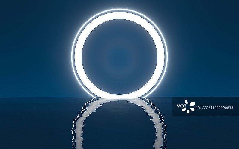 水面上的灯光背景 3D渲染图片素材