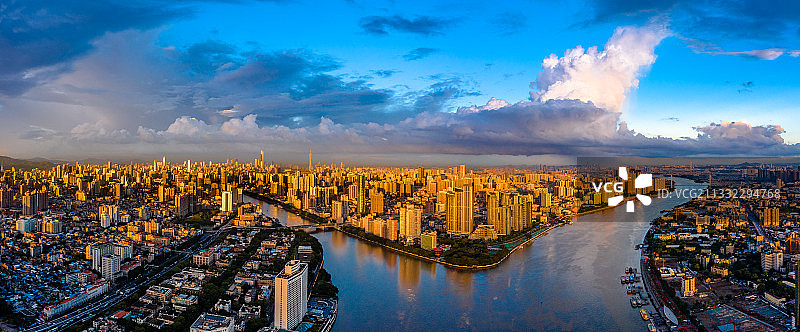 中国广东省广州市荔湾海珠鸟瞰航拍全景图片素材