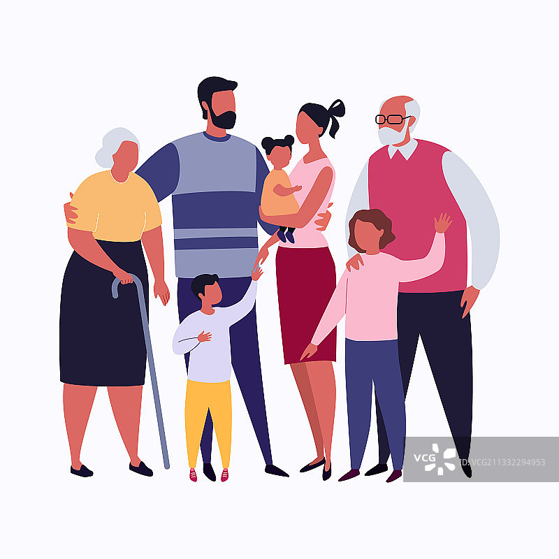 扁平风格的大家庭图片素材