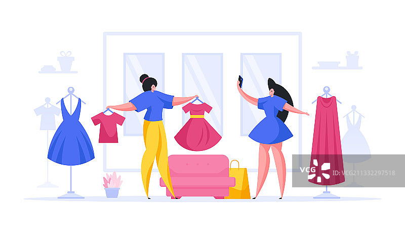 周末一起购物的女性朋友图片素材