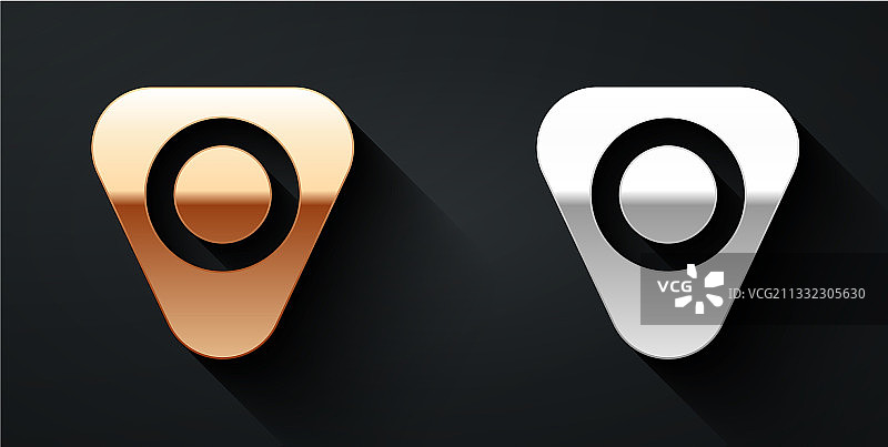 黑色背景上的金银拨片图标图片素材