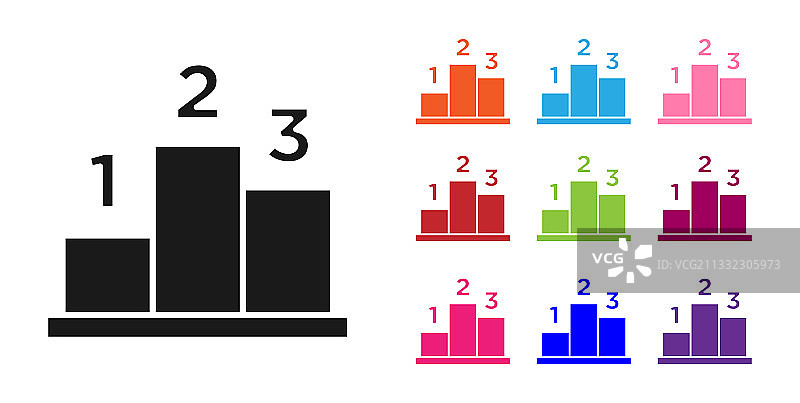 体育赛事领奖台黑色奖杯图标图片素材