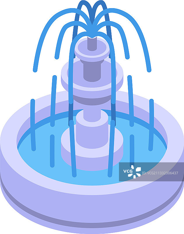 城市喷泉2.5D风格图标图片素材