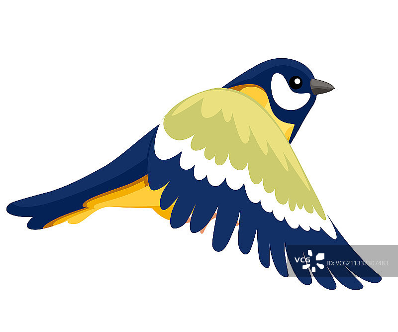 卡通山雀鸟飞行侧视图图片素材