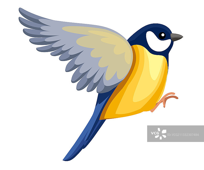 卡通山雀鸟飞行侧视图图片素材