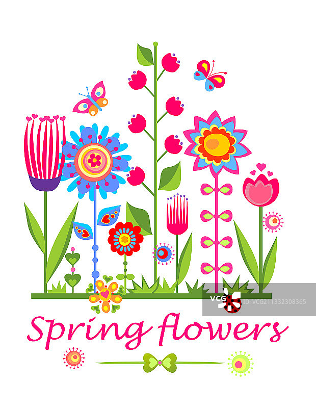 有趣的春季花卉贺卡图片素材