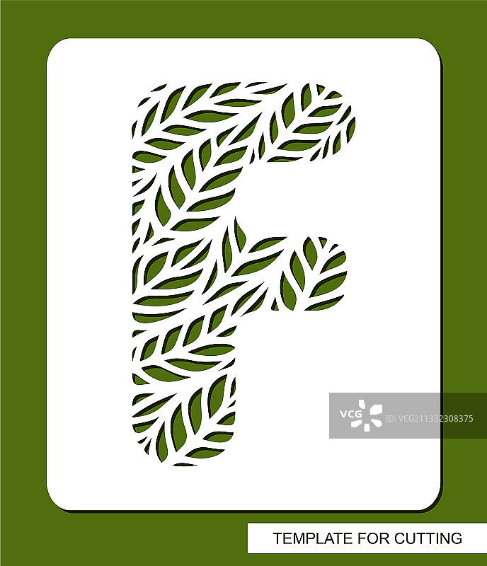 树叶字母F模版图片素材