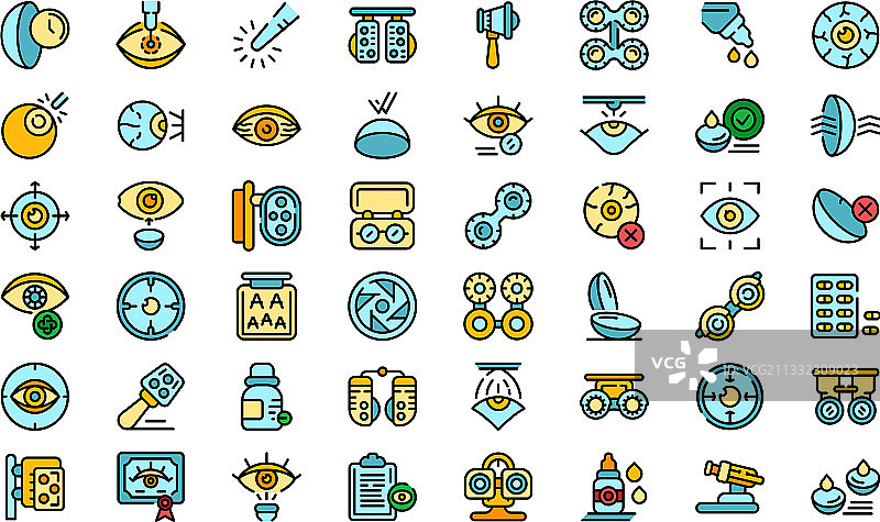 验光图标扁平化合集图片素材