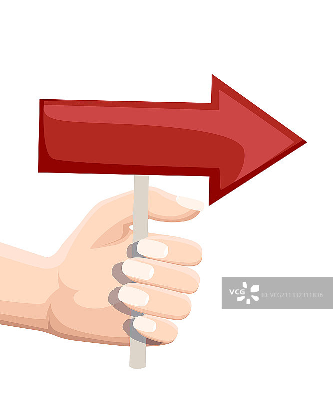 手持红色向右箭头符号图片素材