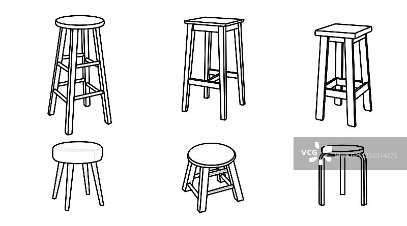 黑白凳子套装图片素材