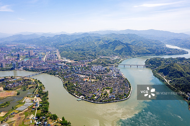 航拍黔阳古城图片素材