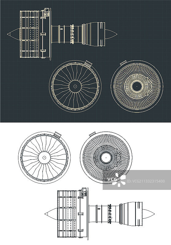 涡轮风扇发动机图纸图片素材