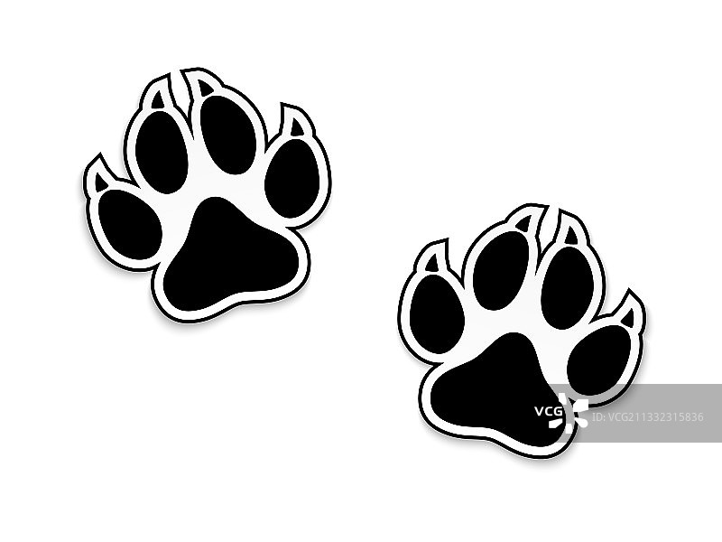 白色背景上的黑色动物爪印图片素材