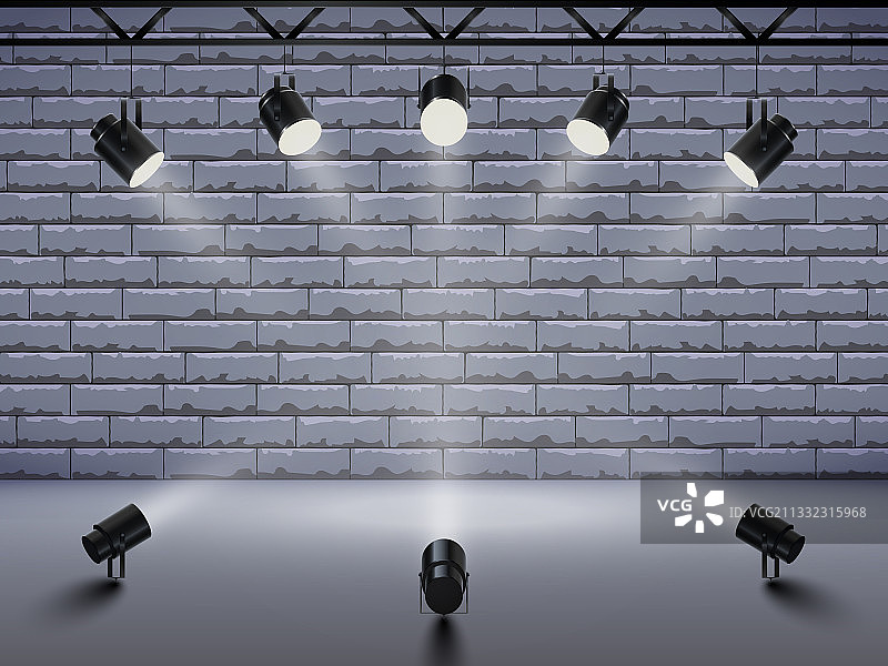 舞台上明亮的白色聚光灯图片素材