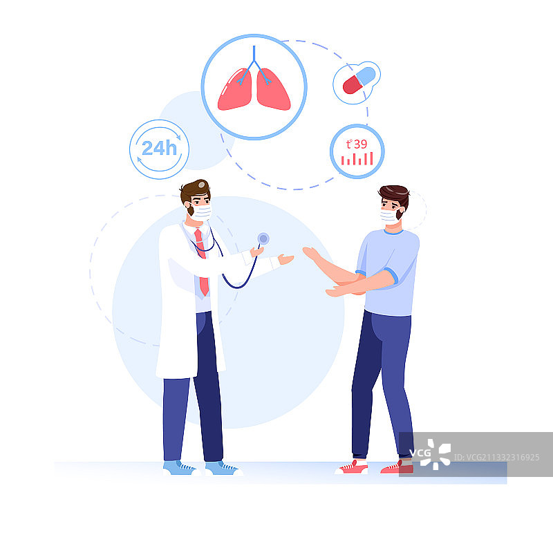 扁平卡通病人与医生图片素材