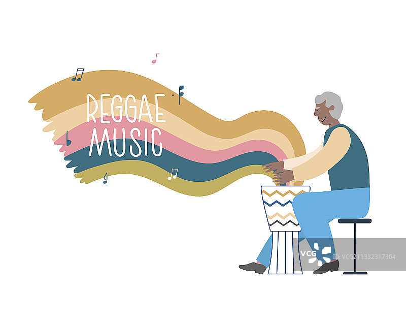 快乐的老年男人演奏雷鬼鼓乐图片素材