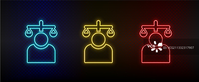 霓虹灯图标：平衡用户设置，红蓝配色图片素材
