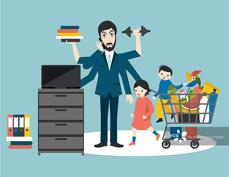 忙碌的男人（多任务）图片素材