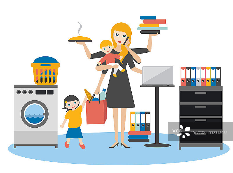 身兼数职的女性：母亲、女商人与婴儿图片素材