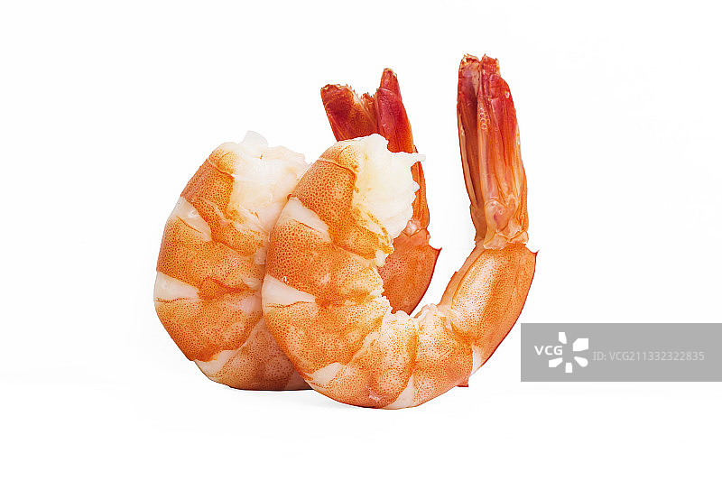 白色背景下的对虾特写图片素材