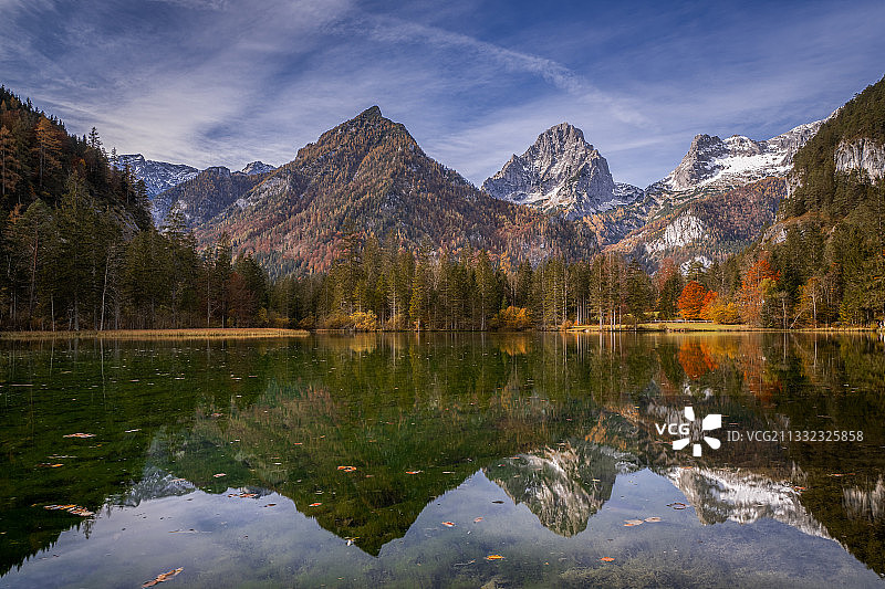 欣德斯托德Schiederweiher湖光山色图片素材