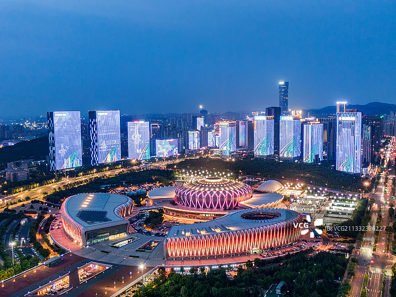 山东济南奥体中心CBD全景图片素材