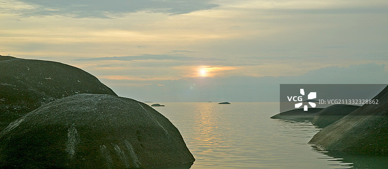 邦加-勿里洞群岛日落海景图片素材