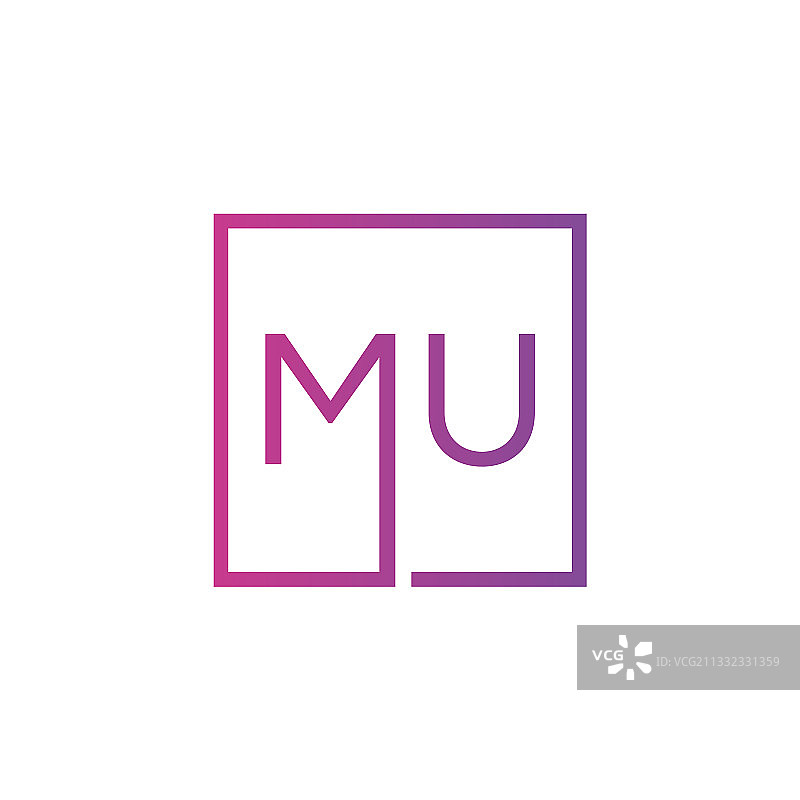 创意首字母MU方形Logo设计图片素材
