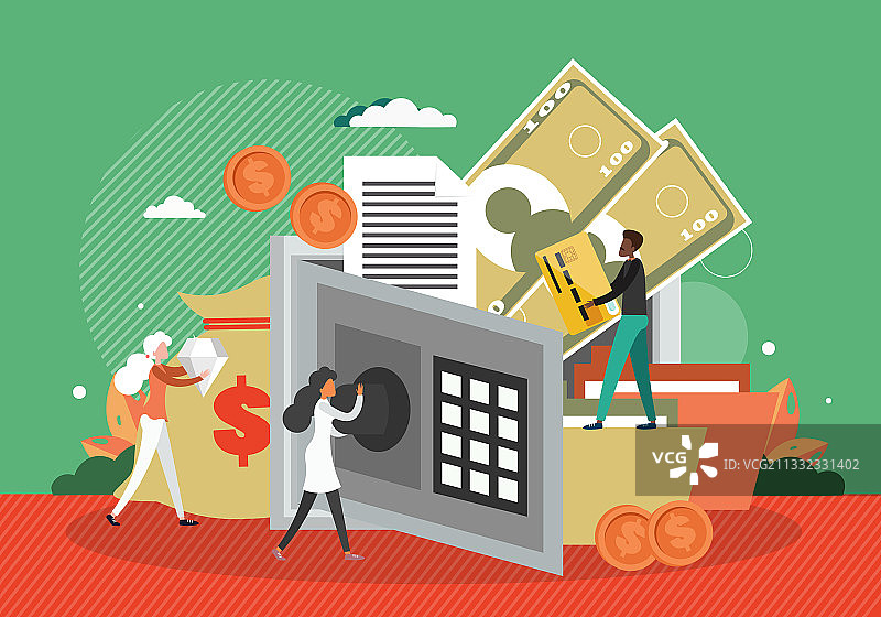 安全的足额资金和银行文件图片素材