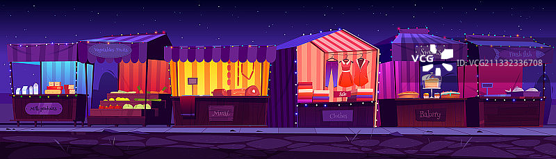 夜间集市户外市场摊位图片素材