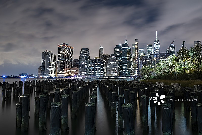 美国曼哈顿上海夜景全景图片素材