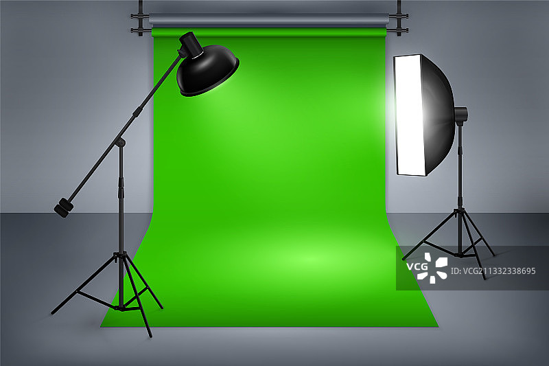 带绿幕的电影工作室图片素材