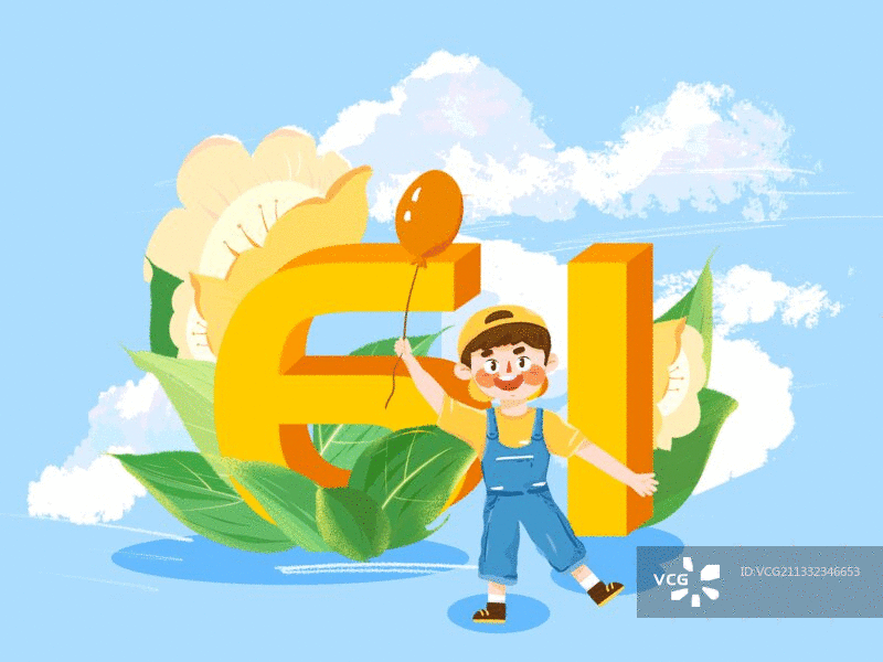 六一儿童节一个人插画图片素材