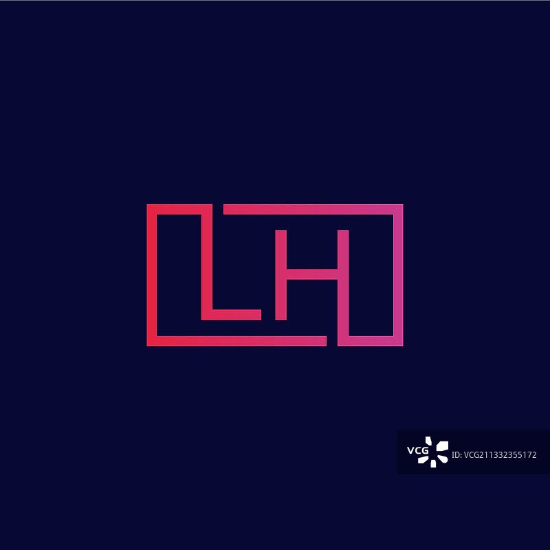创意首字母LH方形标志设计图片素材