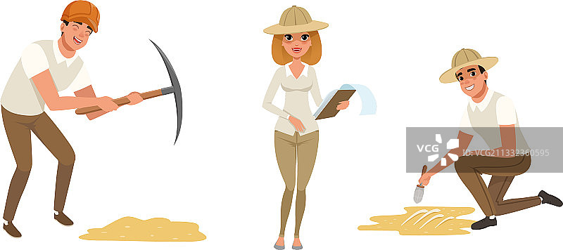 考古学家进行考古发掘工作图片素材