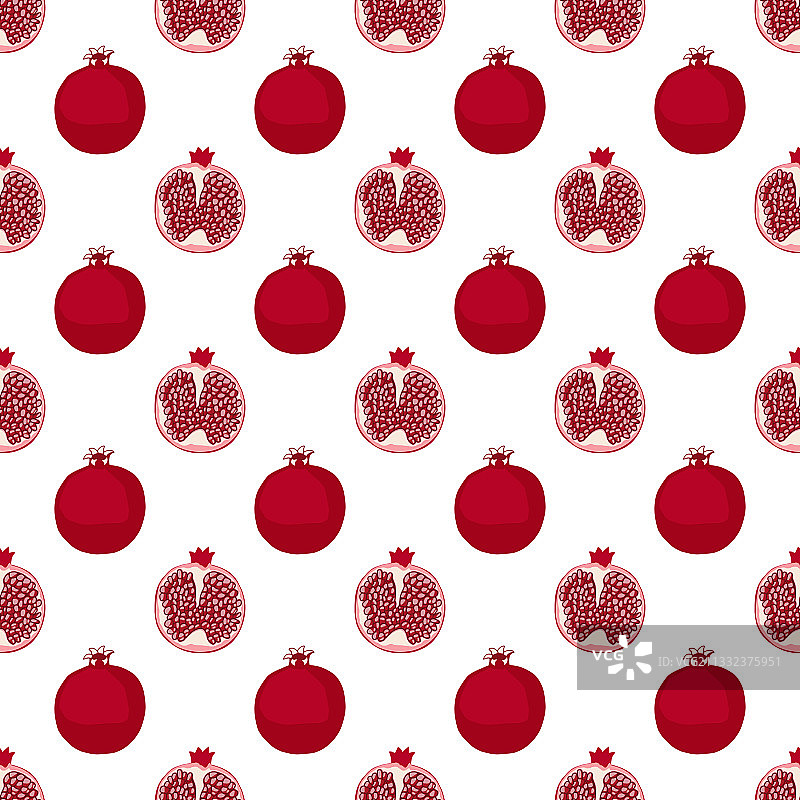 石榴和一半石榴的无缝图案图片素材
