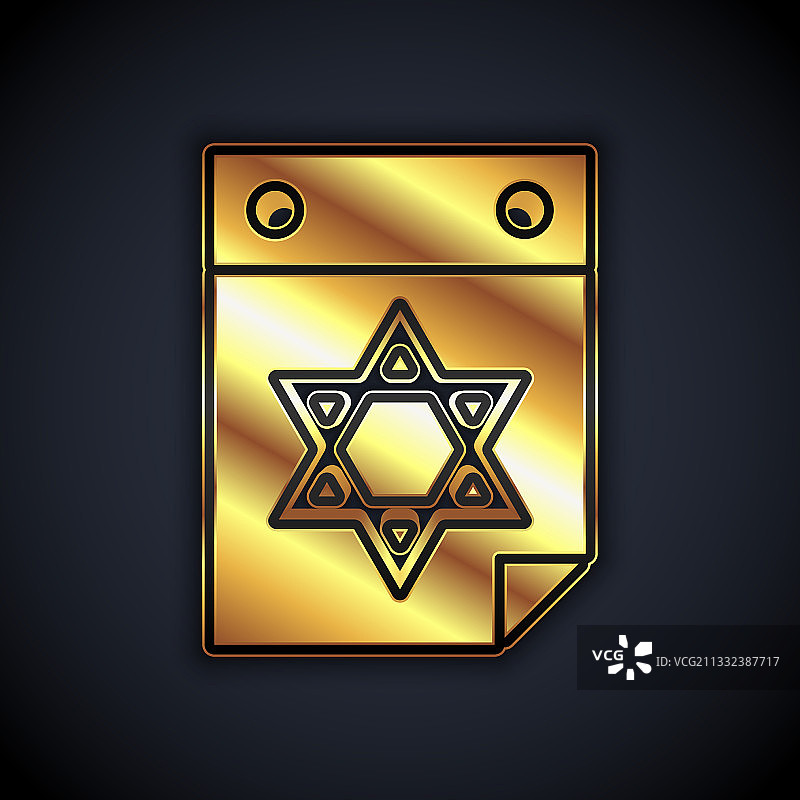 带大卫之星图标的金色犹太日历图片素材
