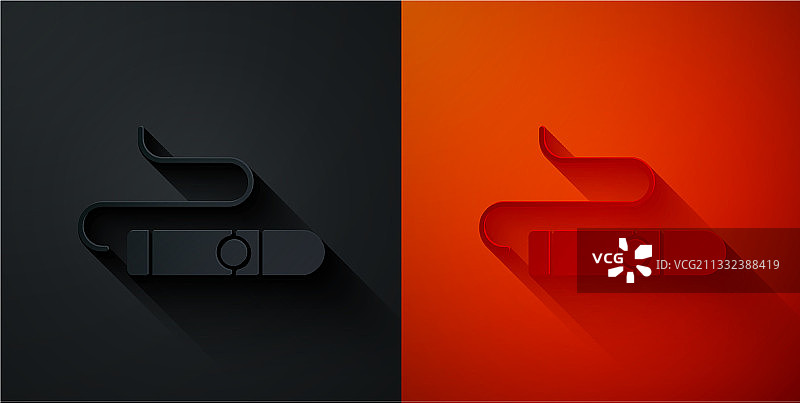 剪纸雪茄图标，黑色和红色背景图片素材