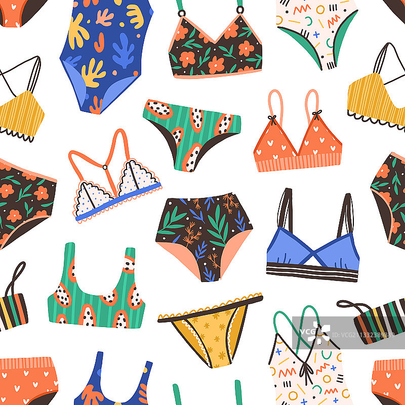比基尼和泳衣无缝图案图片素材